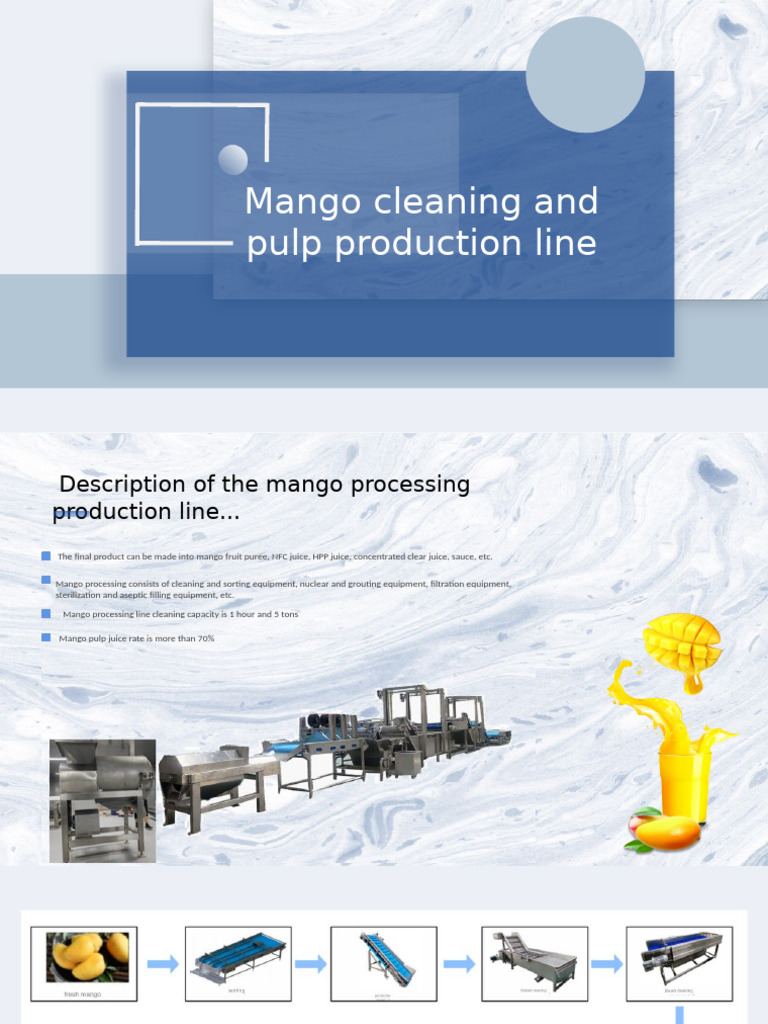 Mango Processing Line Equipment Guide | PDF | Juice | Diet & Nutrition