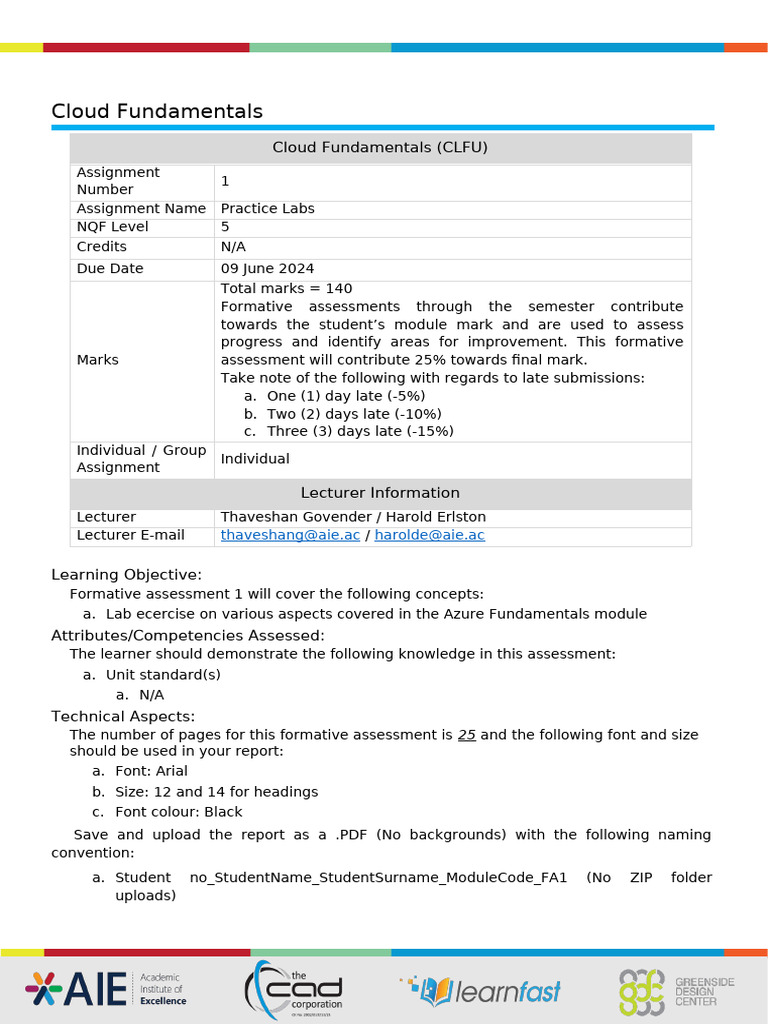 Cloud Fundamentals Assignment Overview | PDF | Educational Assessment ...