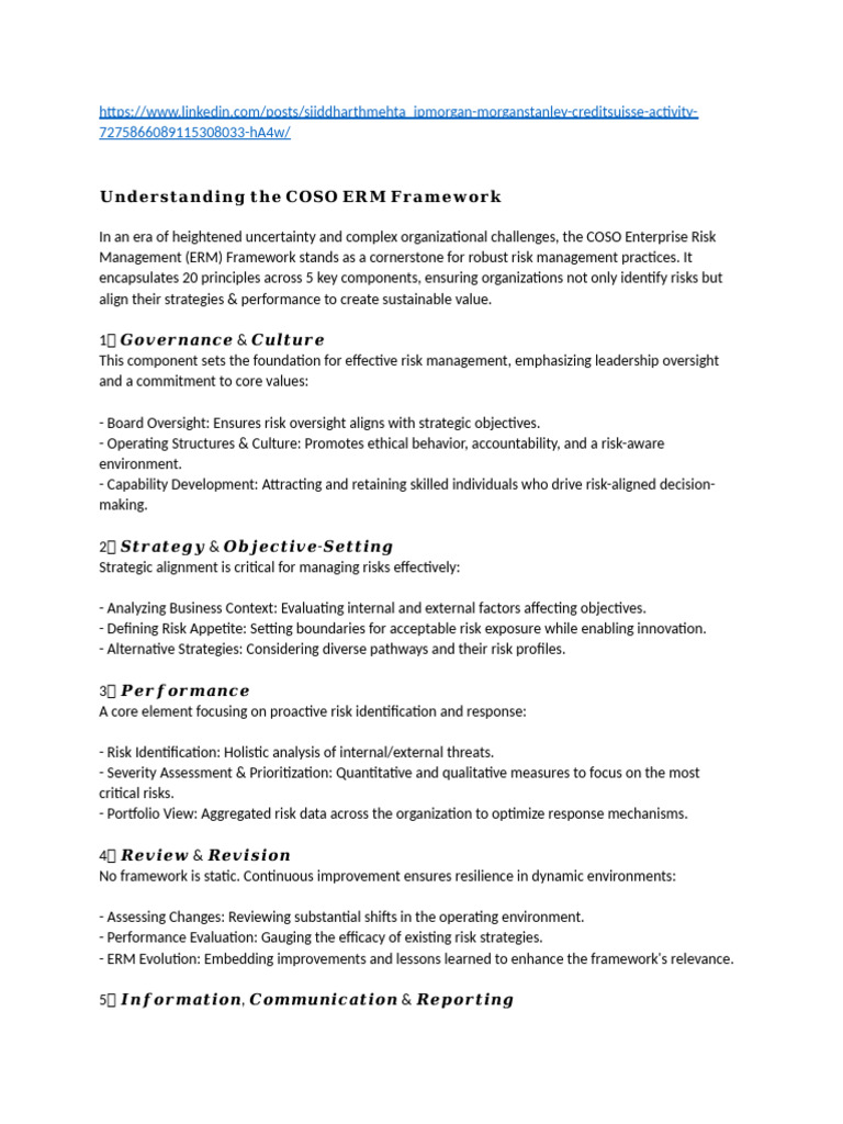 COSO ERM Framework Explained | PDF