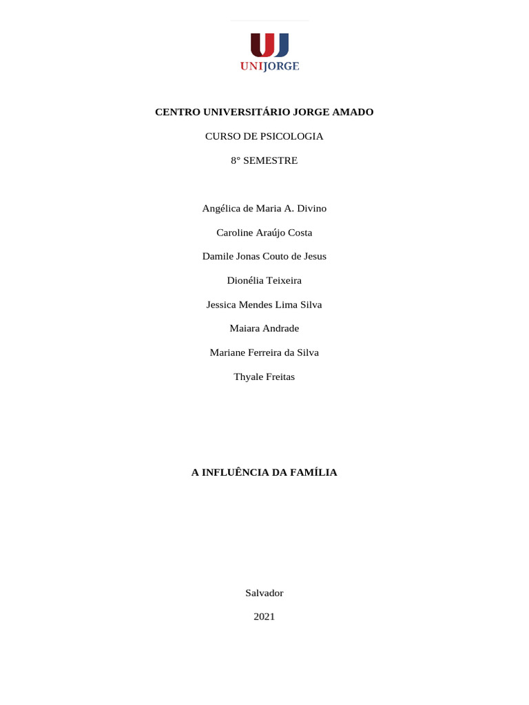 A Influência Da Família e A Escolha Profissional - PARTE ESCRITA | PDF ...