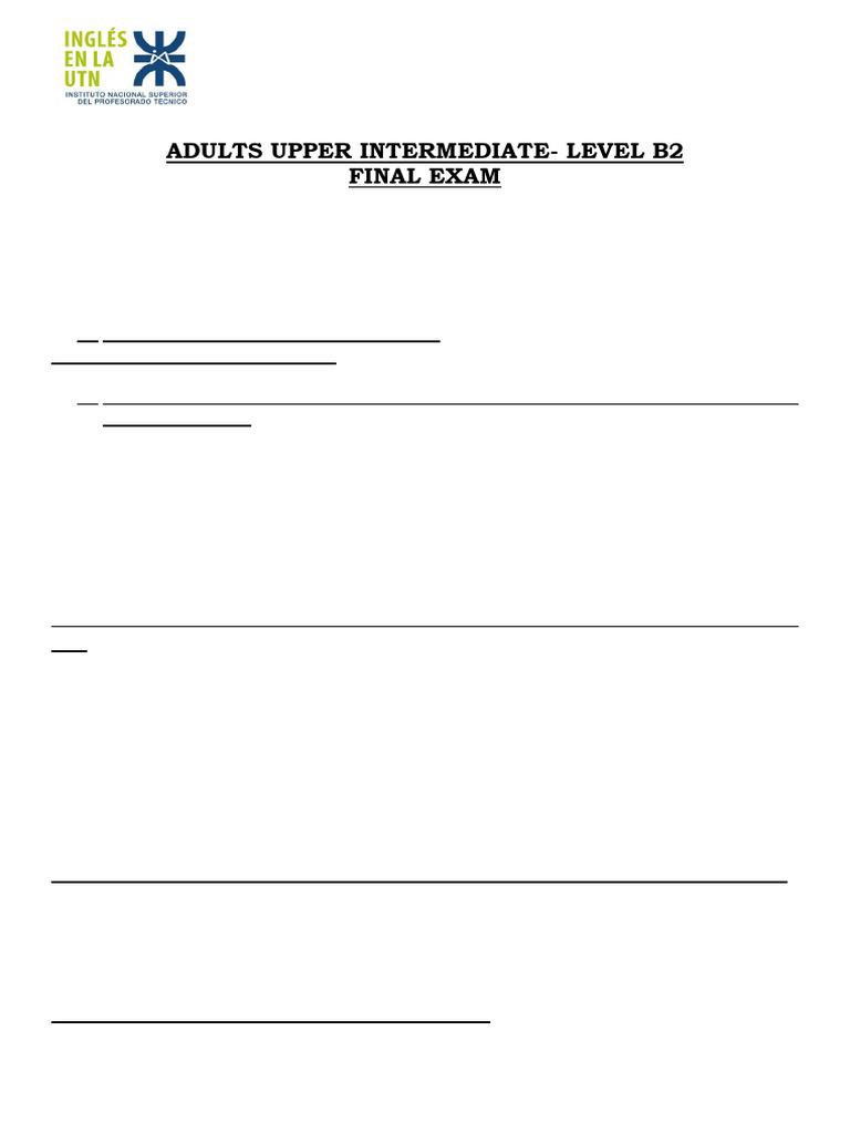 B2 Upper Intermediate Final Exam Key | PDF