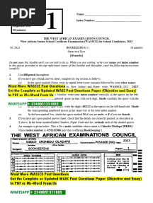 WAEC Book Keeping Past Questions