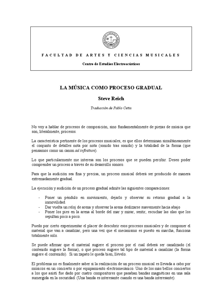 La Música como Proceso Gradual | PDF | Composiciones Musicales | Sonido