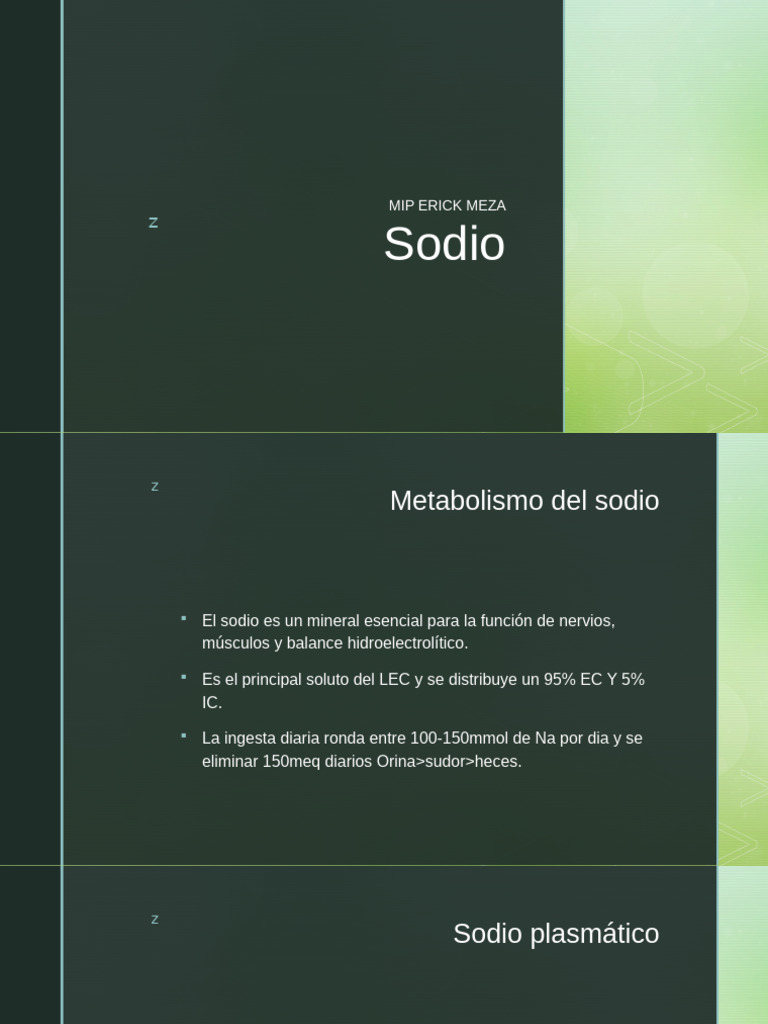 Metabolismo y Alteraciones del Sodio | PDF | Sodio | Especialidades Medicas