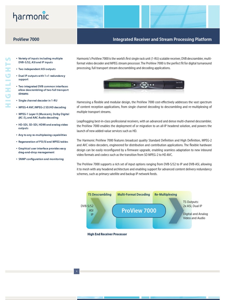 Proview 7000/7100 v. 2. 6 user guide rev. E harmonic inc