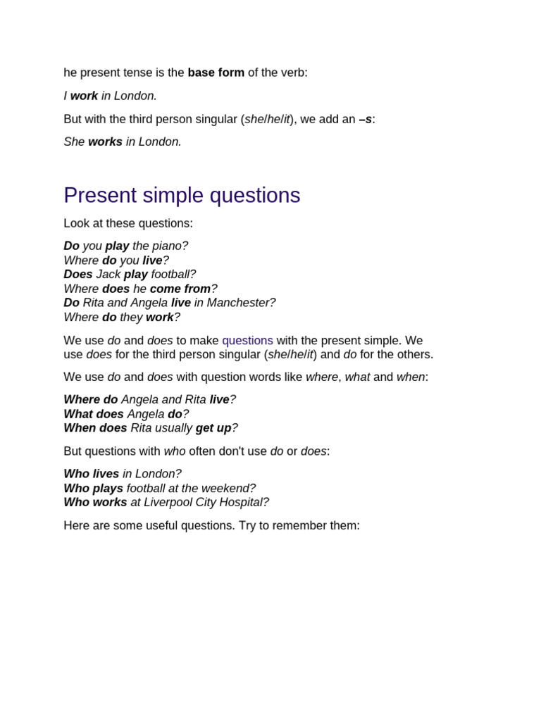 He present tense is the pdf verb languages