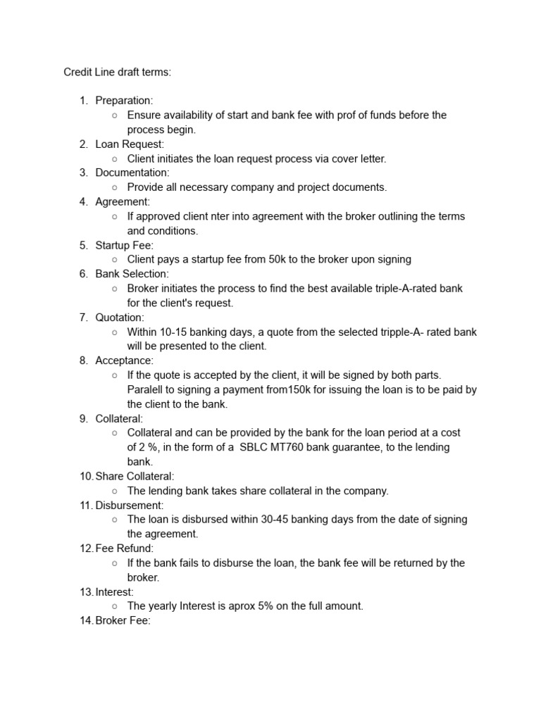 Credit Line Draft Terms | PDF