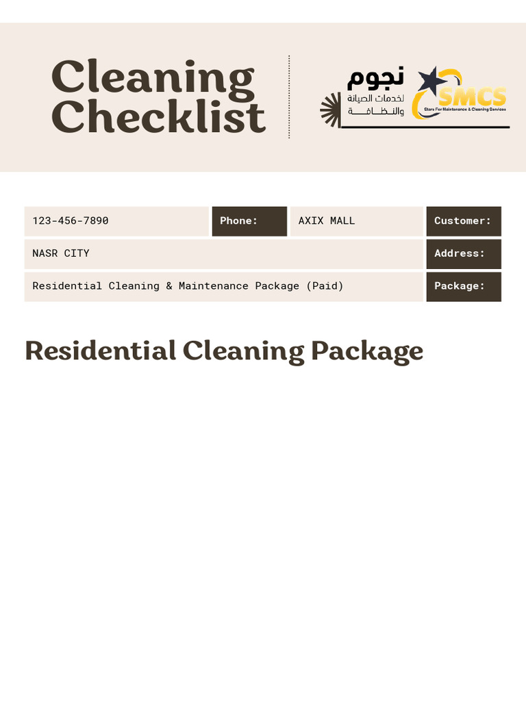 Cleaning Checklist Doc in Beige Simple Typographic Style | PDF ...