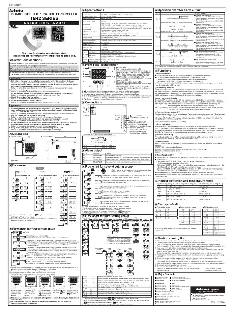 TB42 Temperature Controller Manual | PDF | Relay | Celsius