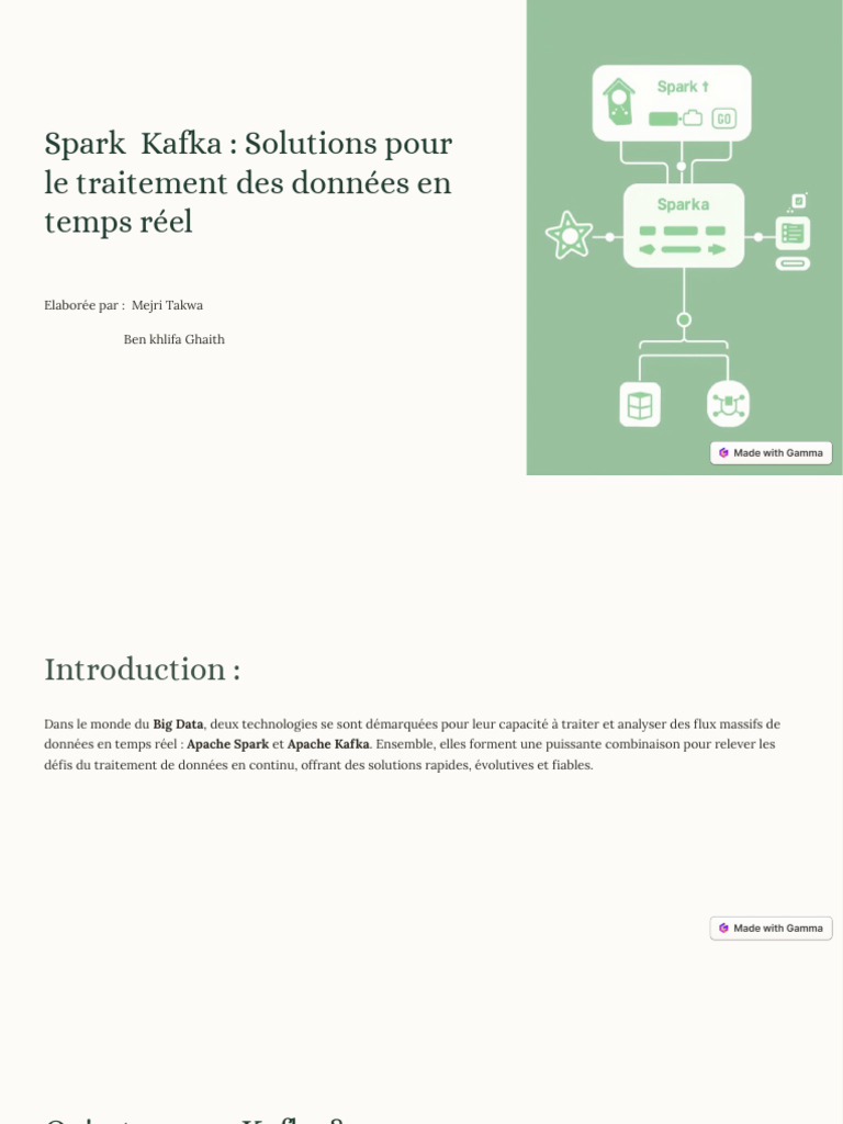 Solutions Spark et Kafka en temps réel | PDF
