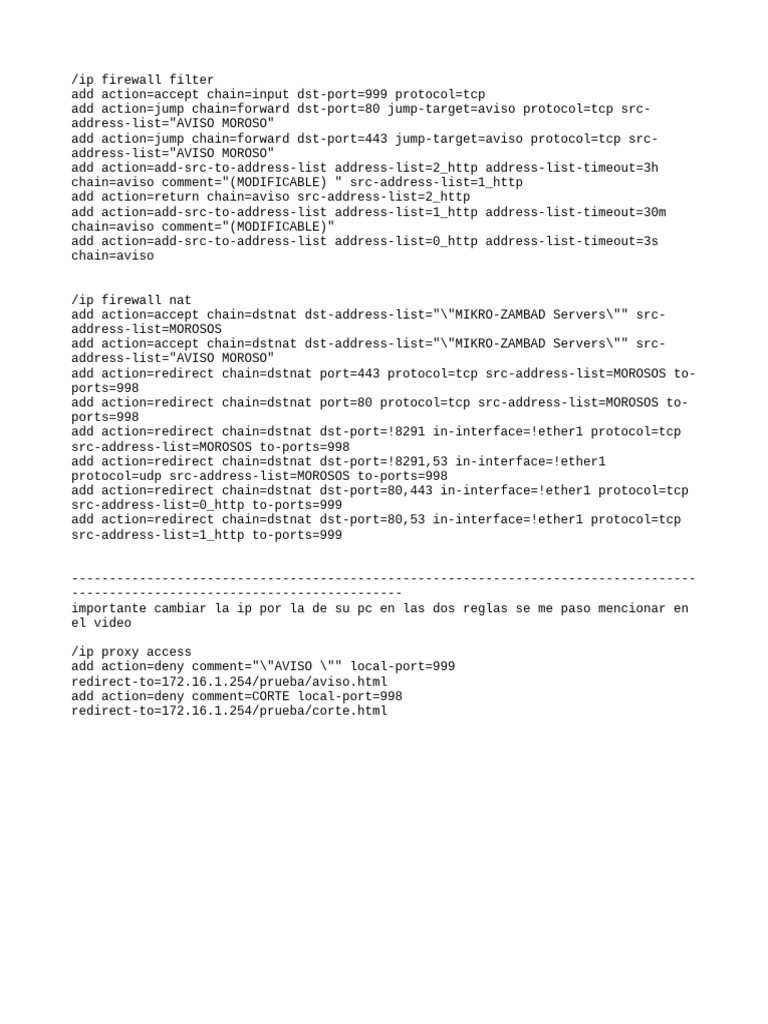 MikroTik Firewall Configuration Guide | PDF