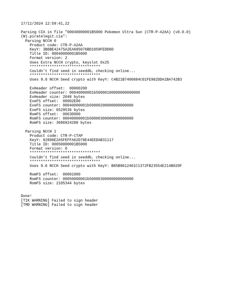 Parsing CIA for Pokemon Ultra Sun | PDF