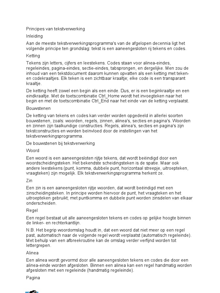 Beschouwingen Over Tekst Paragraph Word Processor
