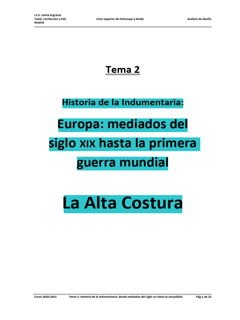 Historia de la Alta Costura (1845-1914) | PDF | Moda | Ropa