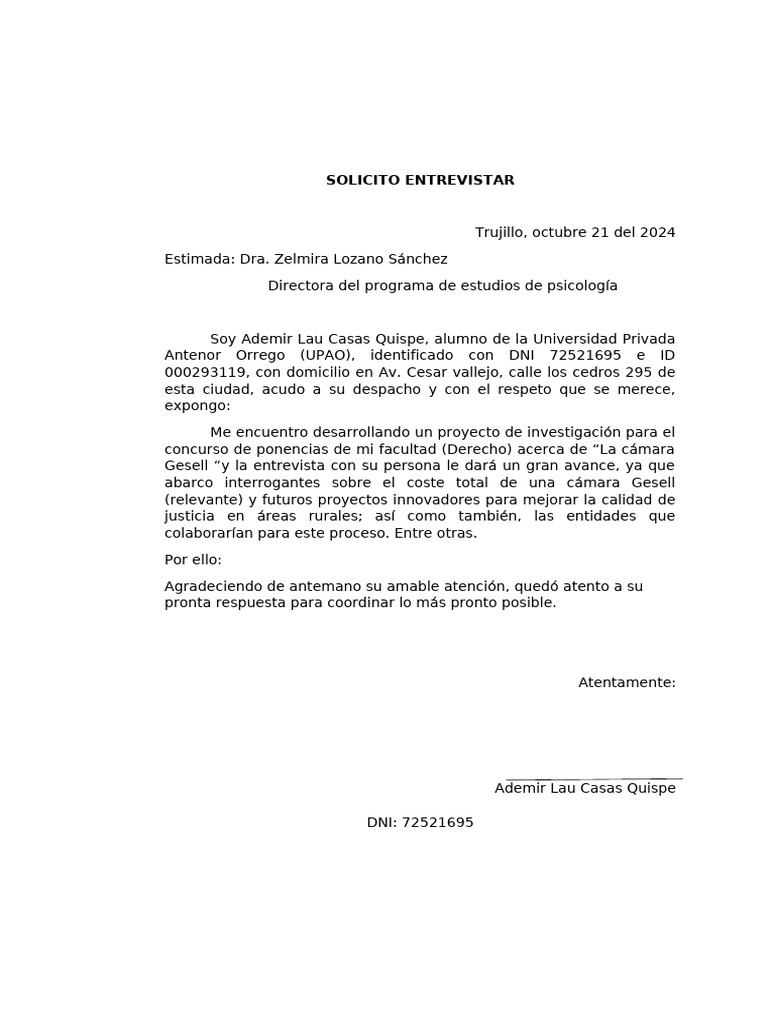 Solicito Entrevistar | PDF