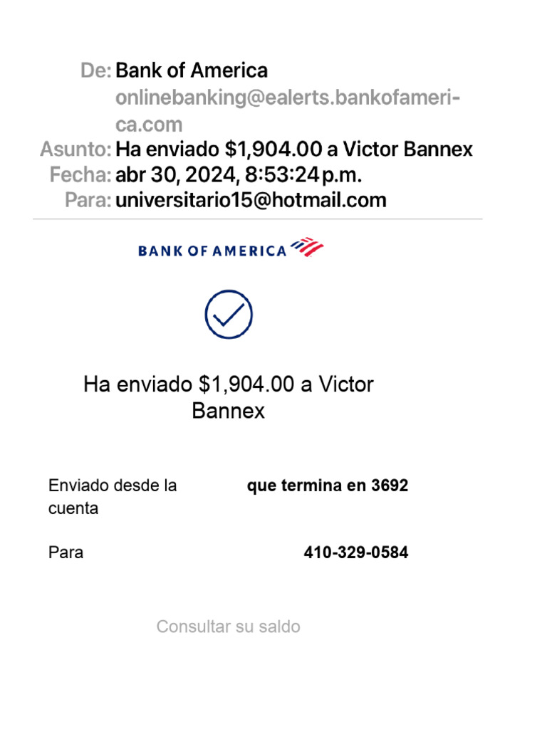 Confirmación de pago a Victor Bannex | PDF