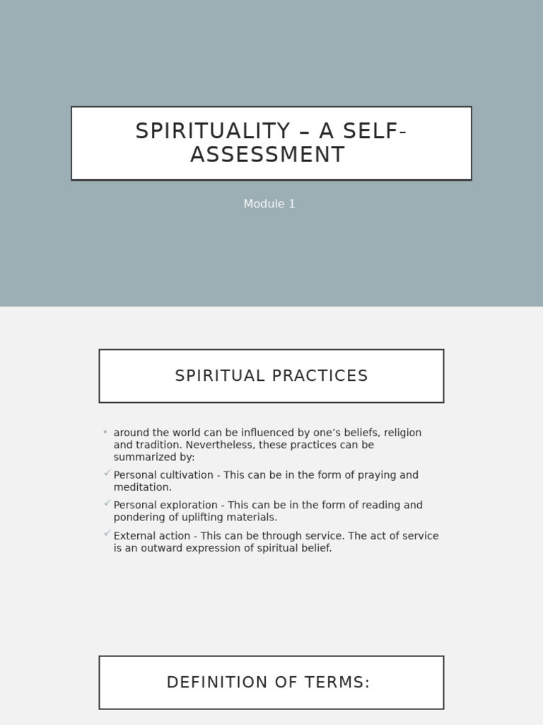 Spirituality A Self Assessment | PDF | Spirituality | Nursing