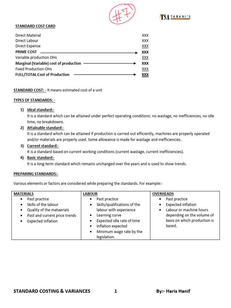 Standard Costing and Variance Analysis Guide | PDF | Labour Economics ...