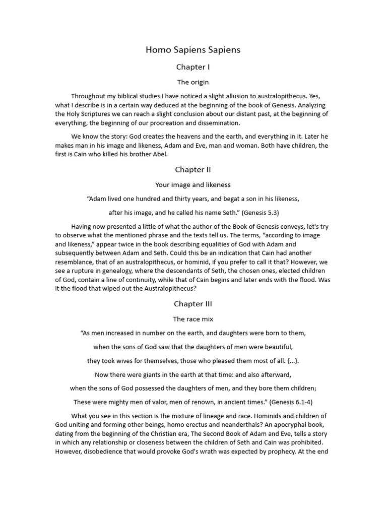Biblical Origins of Homo Sapiens | PDF | Satan | Tetragrammaton