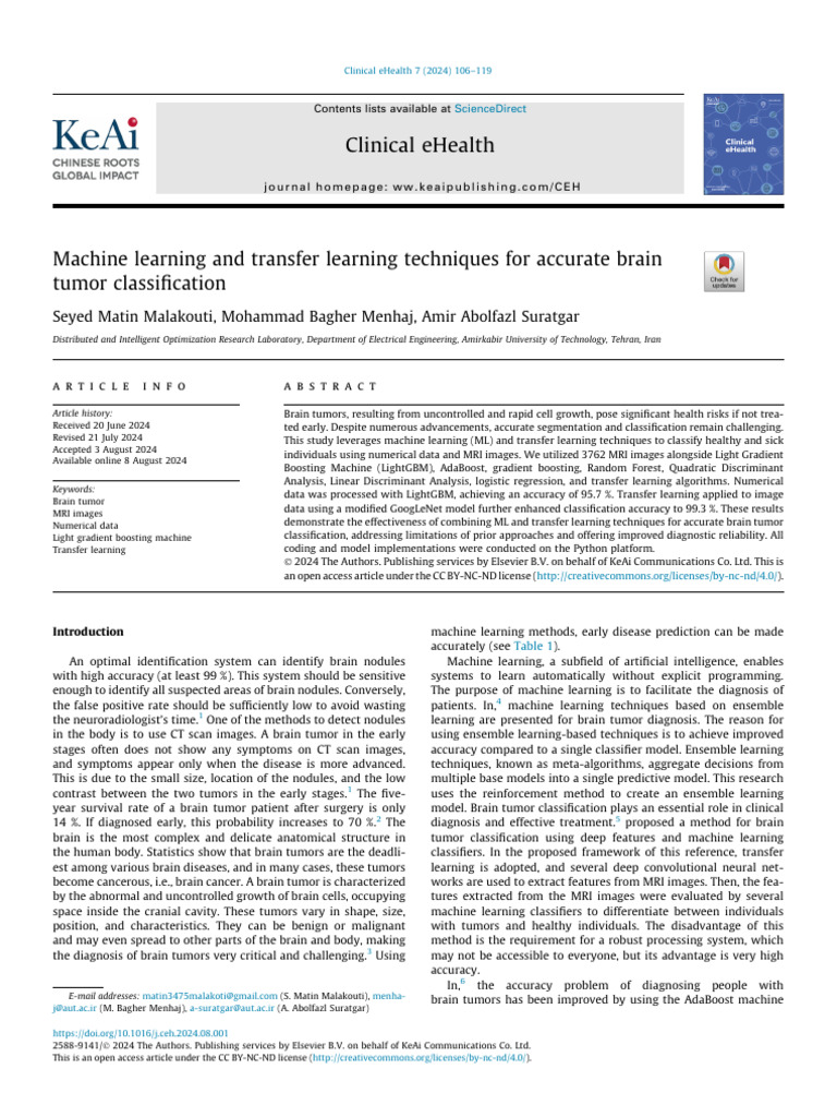 Machine Learning for Brain Tumor Classification | PDF | Machine ...