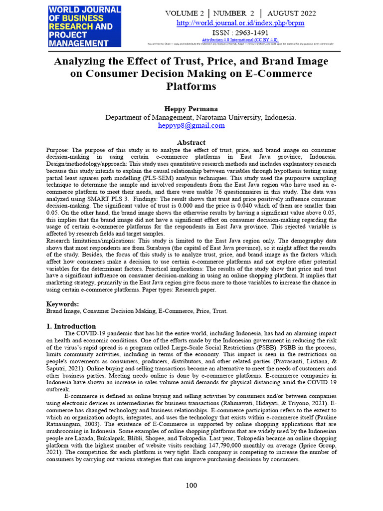 Trust and Price Impact on E-Commerce Choices | PDF | Online Shopping ...