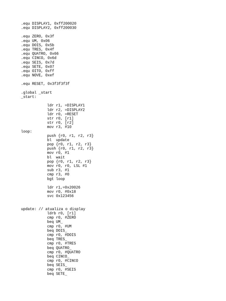 Assembly Code for Display Control | PDF