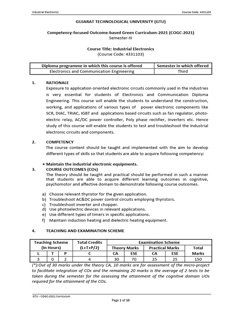 Industrial Electronics Course Overview | PDF | Rectifier | Power Inverter