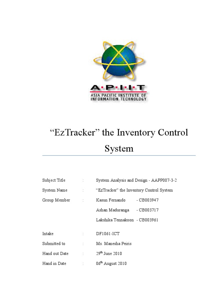 EzTracker Inventory Control System Guide | PDF | Software Prototyping ...
