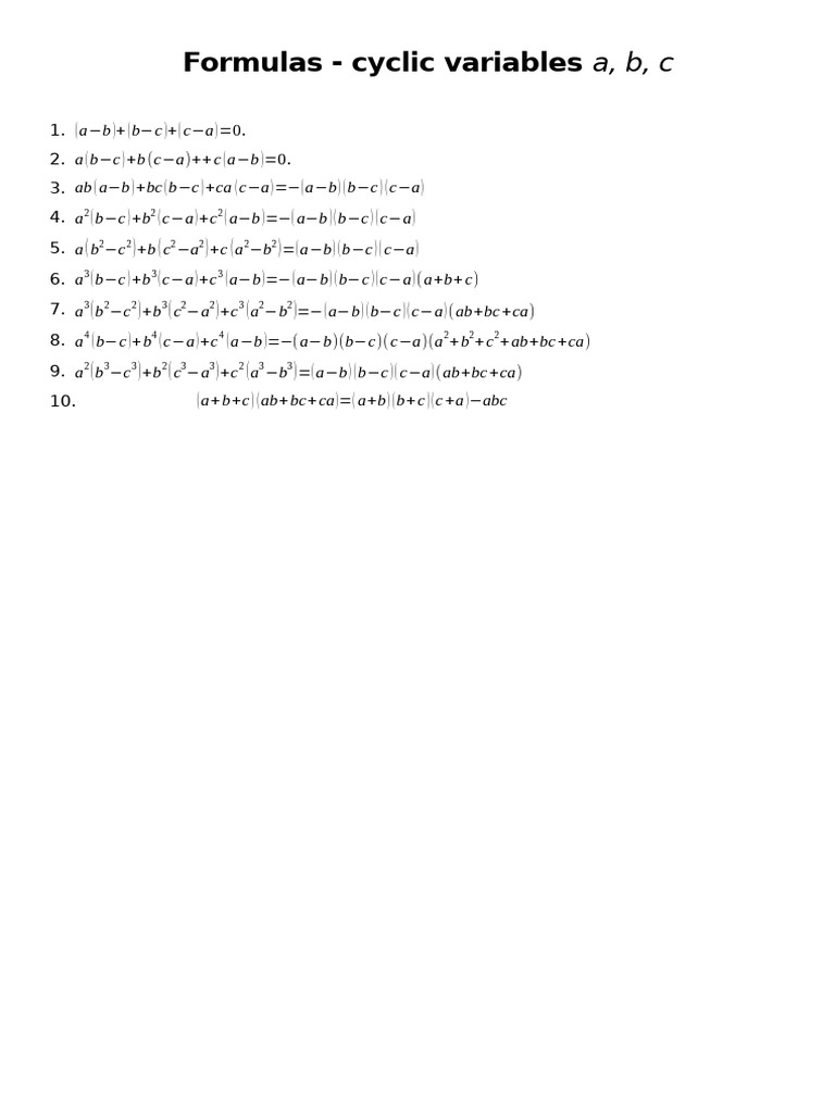 Formulas | PDF