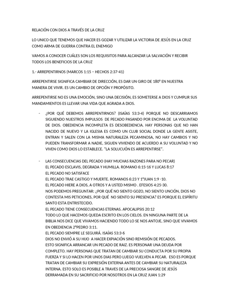 Relación Con Dios A Través de La Cruz | PDF | Pecado | Creencia y ...