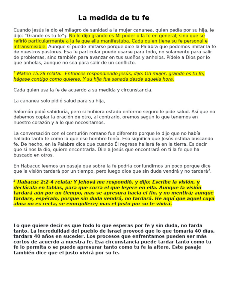 La Medida de Tu Fe | PDF | Jesús
