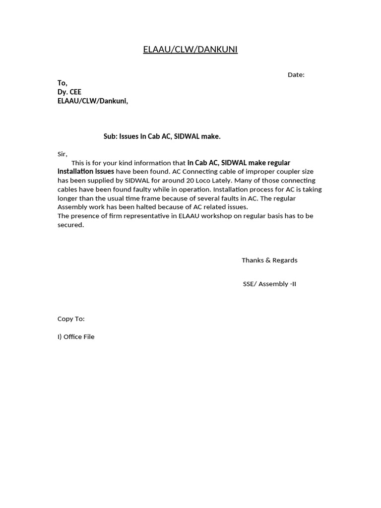 Cab AC Installation Issues Report | PDF