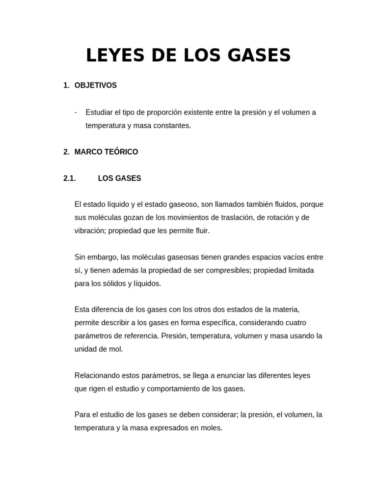 Leyes de los Gases: Presión y Volumen | PDF | Gases | Líquidos
