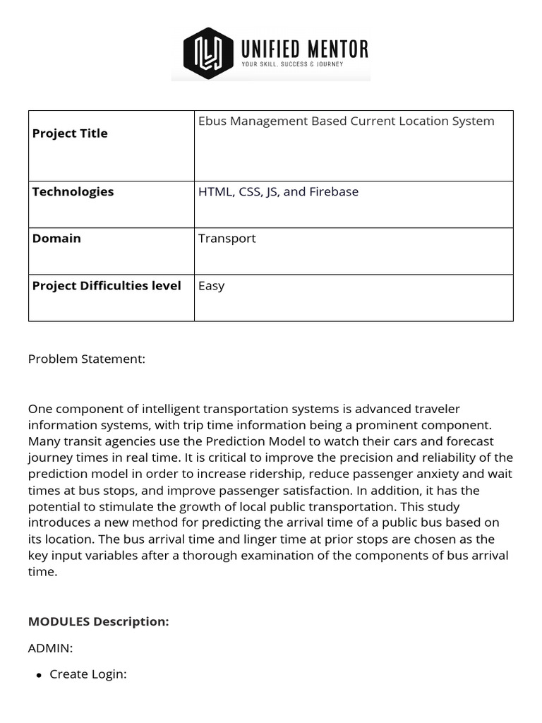 Bus Arrival Prediction System Overview | PDF | Software Engineering ...