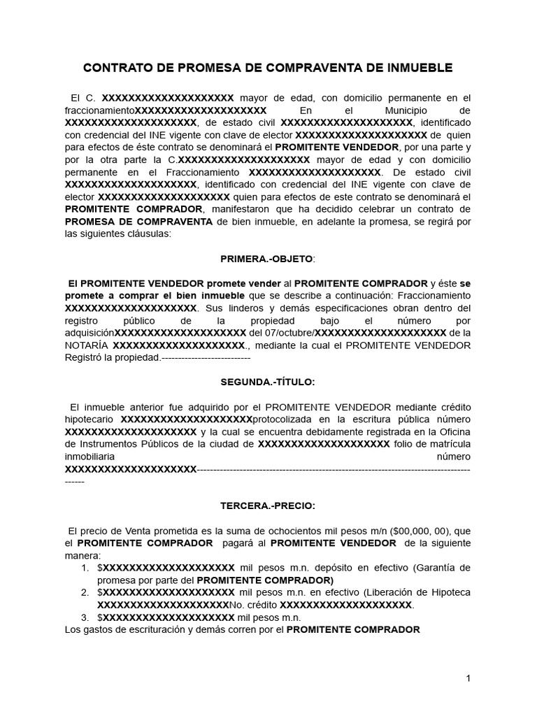 Promesa de Venta (1) | PDF | Ley común | Derecho privado