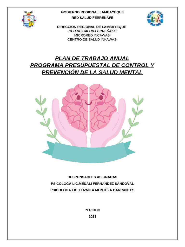 Plan Anual 2023 de Salud Mental en Inkawasi | PDF | Salud mental ...