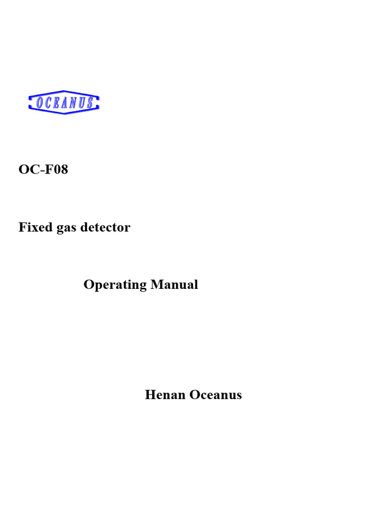 OC-F08 Fixed Gas Detector Manual | PDF | Calibration | Sensor
