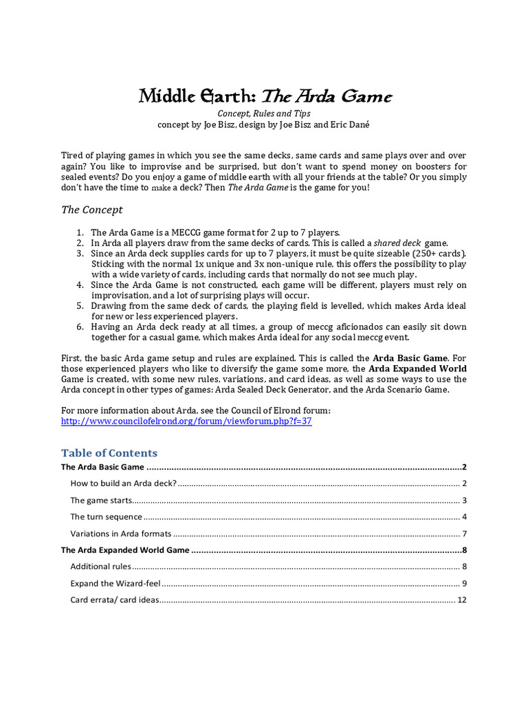 Combined Rules For DC and Arda Variant | PDF | Fantasy | Middle Earth Races