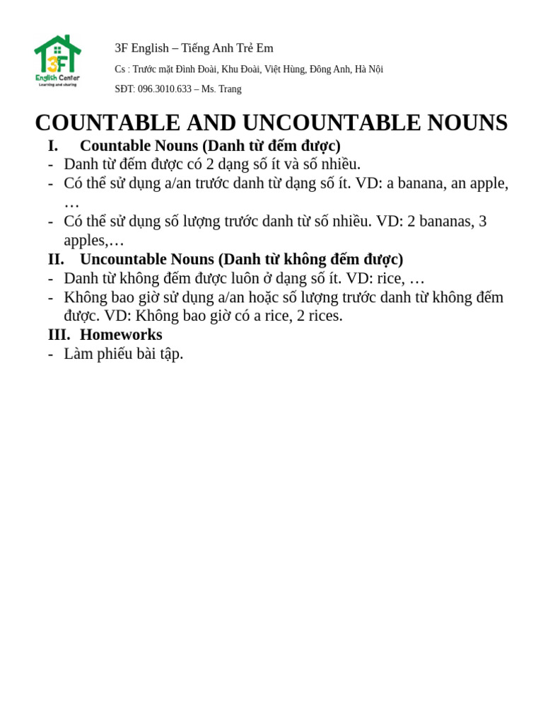 Countable and Uncountable Nouns | PDF