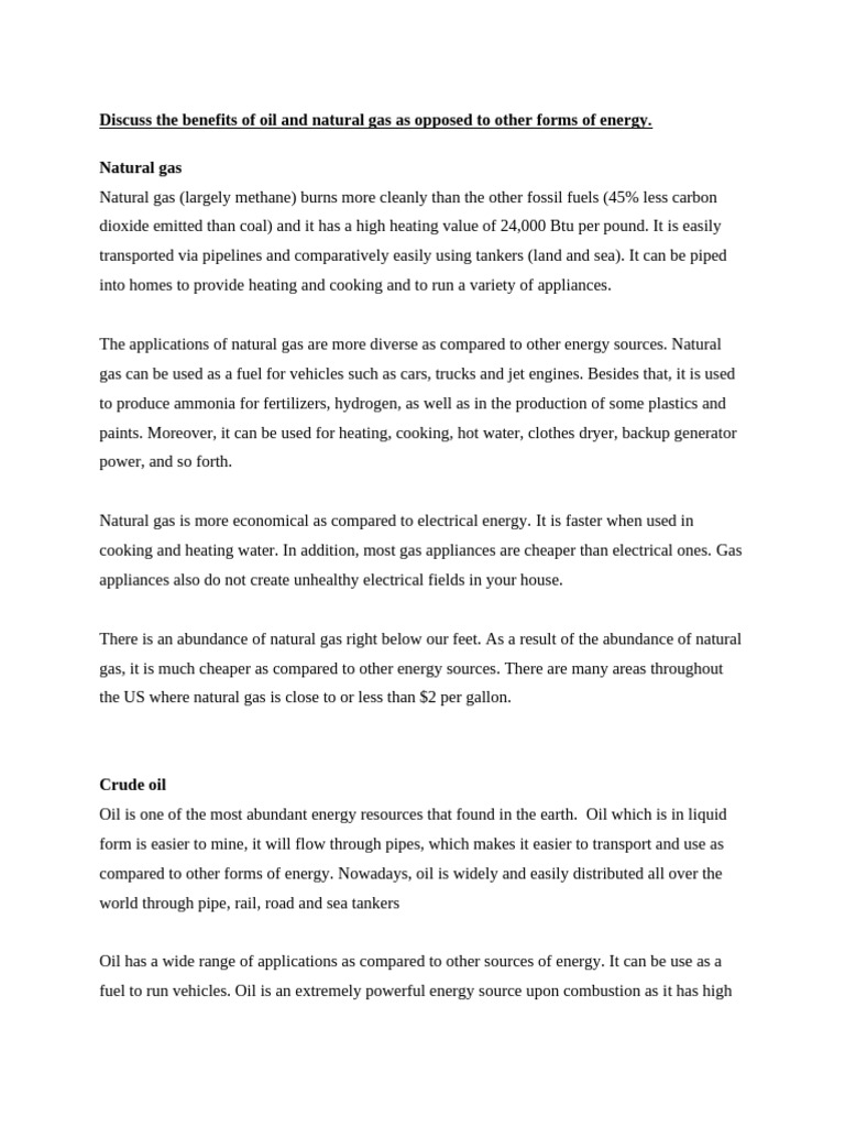 Advantages of Oil and Natural Gas | PDF | Natural Gas | Energy Development