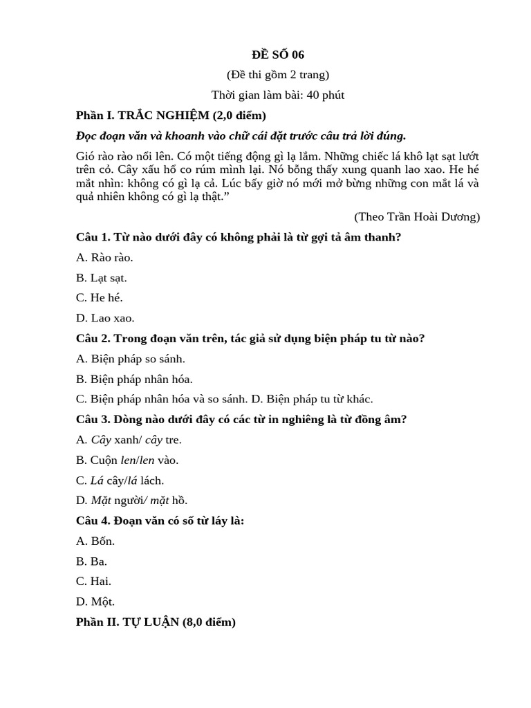 ĐỀ SỐ 06 hs | PDF
