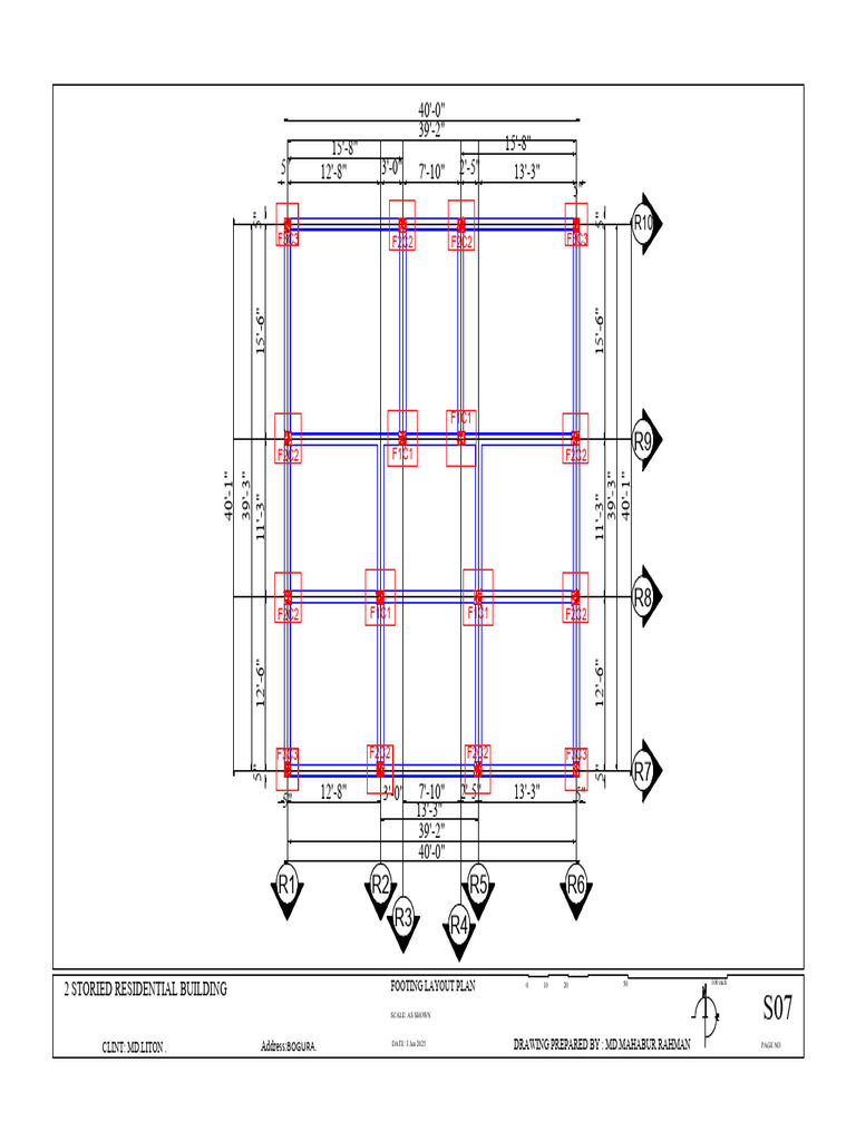 Footing Layout Plan for 2-Story Home | PDF