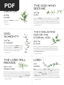 Praying the Names of God 52 Weeks Printables