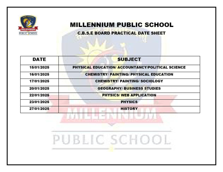 Board Practical Date Sheet | PDF