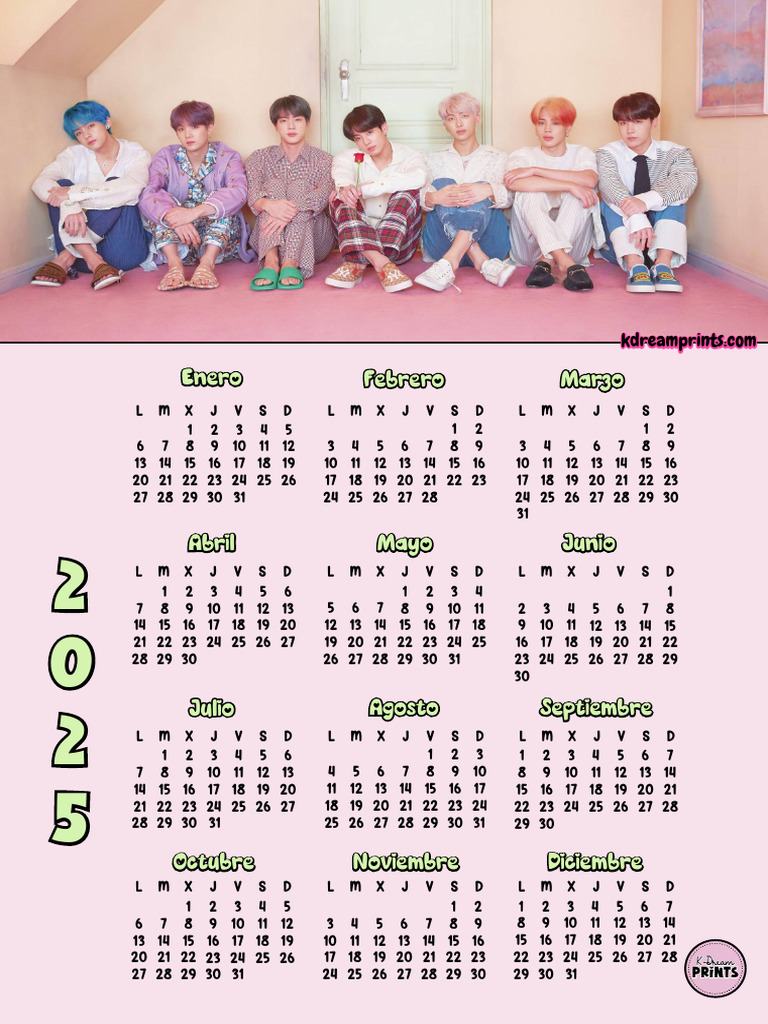 Calendario 2025 BTS Rosa PDF