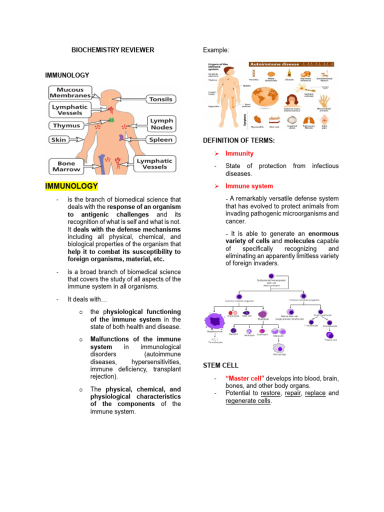 BIOCHEM- Immunology and Enzymology Reviewer | PDF | Immune System | Enzyme
