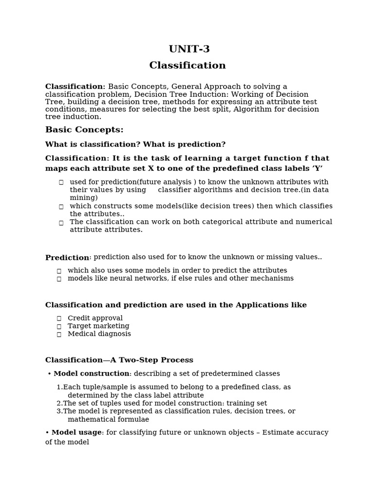 UNIT-3 | PDF | Statistical Classification | Accuracy And Precision
