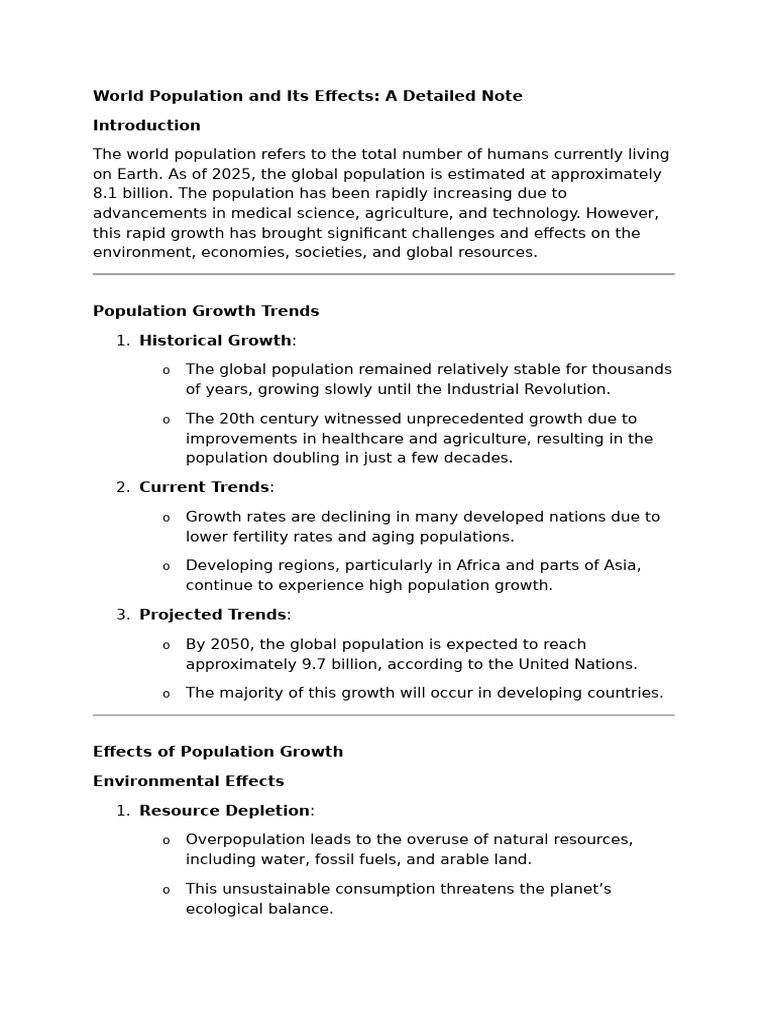 World Population Growth and Its Impacts | PDF | Economic Growth | Human ...