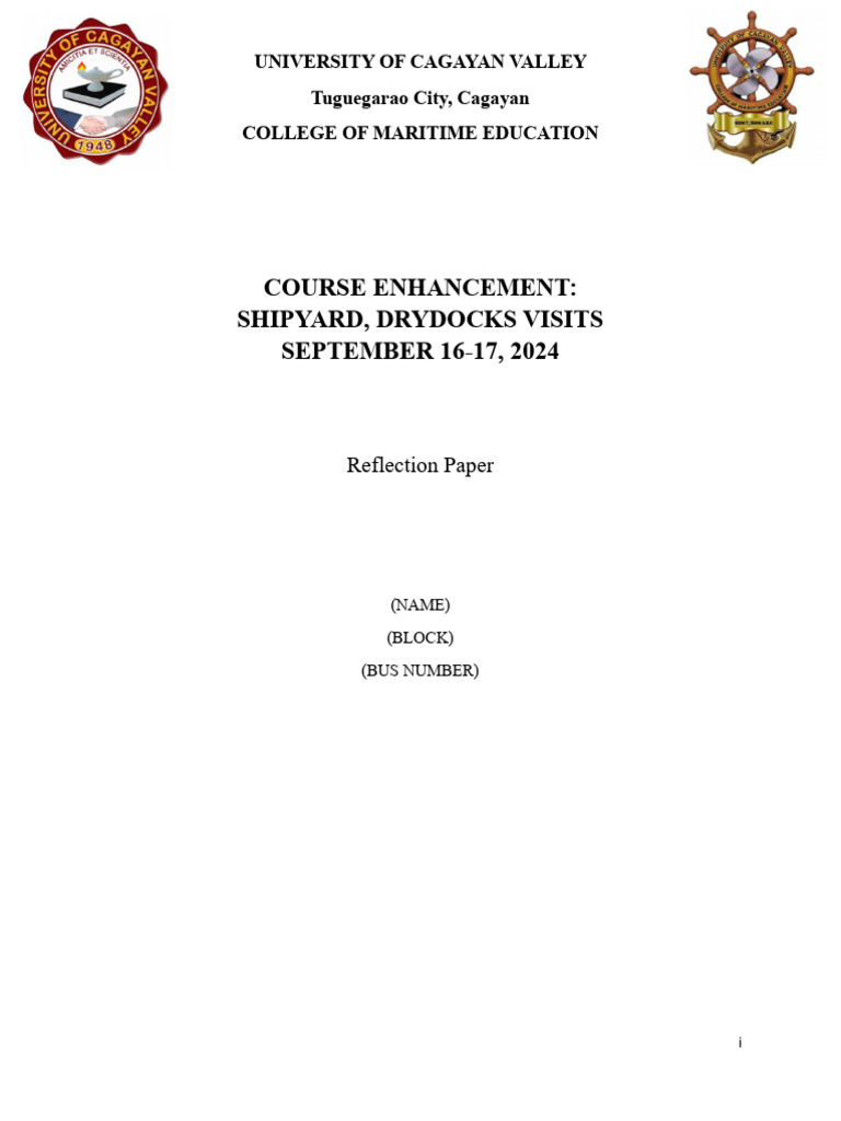 Drydocks Reflection-paper-Format Batch 2024 | PDF