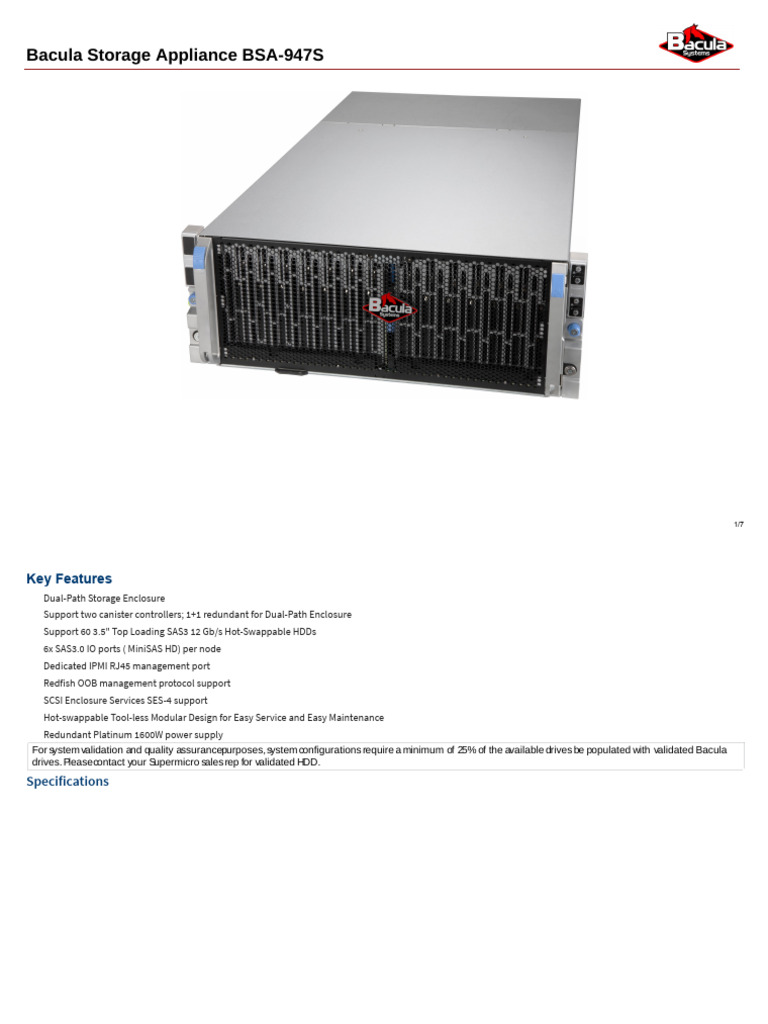 Bacula-Storage-Appliance-BSA-947S | PDF | Hard Disk Drive | Computing